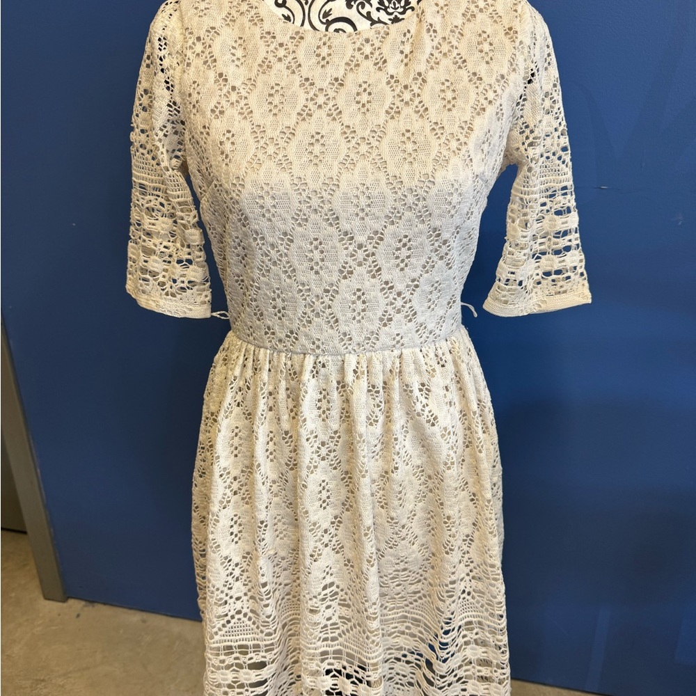 City Triangles Cream Lace Midi Dress